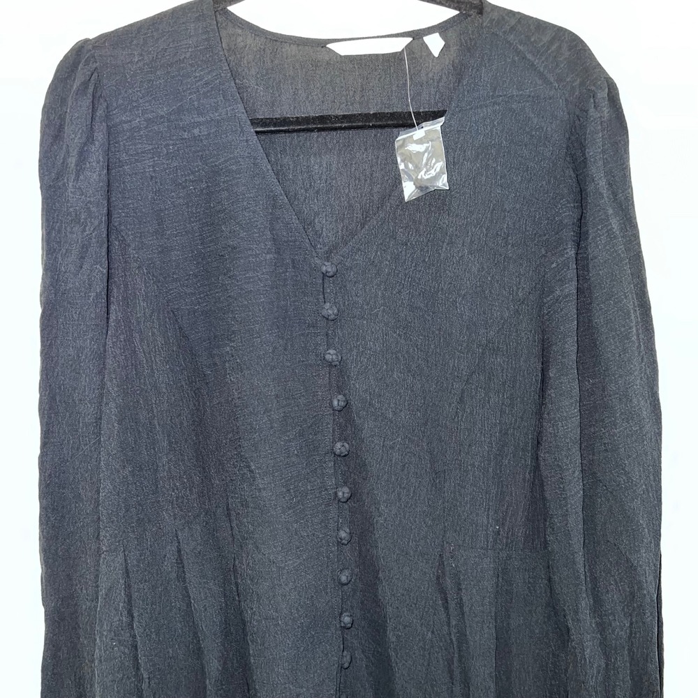 Soft Surroundings Chiara Top Gauze Black Knotted Buttons Flowy Size Medium